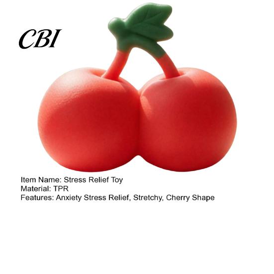 Simulation Cherry Toy Realistic Stress Relief Toy, Giant Squeeze Fidget Anxiety Soft Stretchy Fruit Sensory for