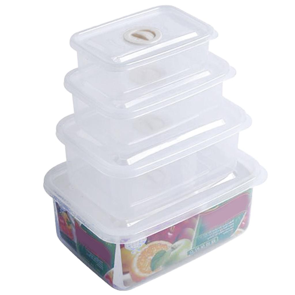 Food Storage Container Refrigerator Organizer Box Rectangle Transparent