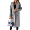 Women's Spring Set Versatile Woolen Coat Solid Color Long Sleeve Double breasted Insert Pocket