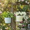 Halbrunde Hänge-Blumentopf Retro Eisenkunst Wandmontierter Hängekorb Pflanzenkübel Handgefertigter Überzaun-Pflanzgefäß Balkon-Dekor
