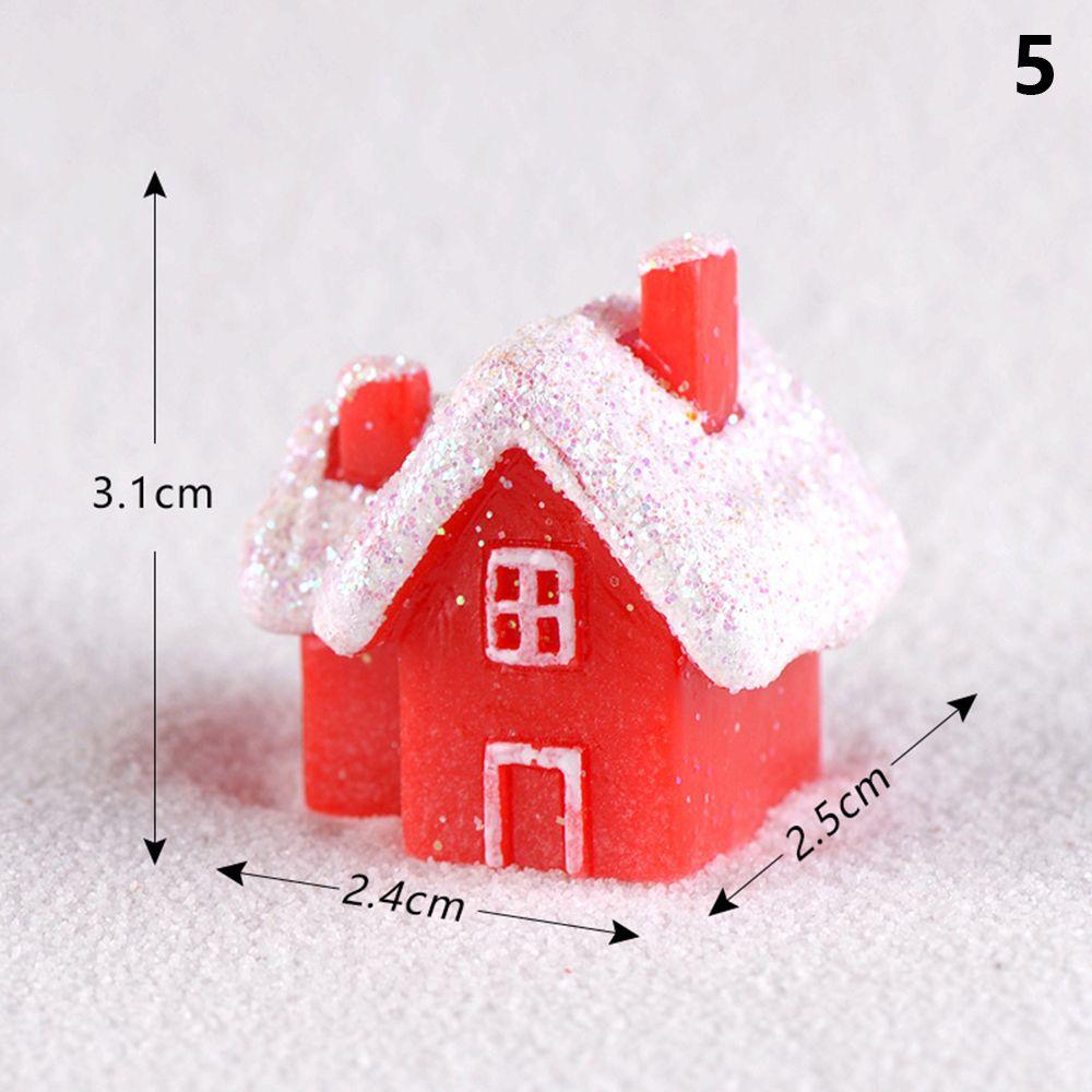 Micro Landscape Mini House Figurines Villa Model Miniature Snowcap Cottage Christmas Decorations