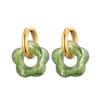 New Flower Resin Acrylic Drop Earrings Gold Color Round Circle Stainless Steel Ear Buckle Hoop Earrings For Women Jewelry Gift