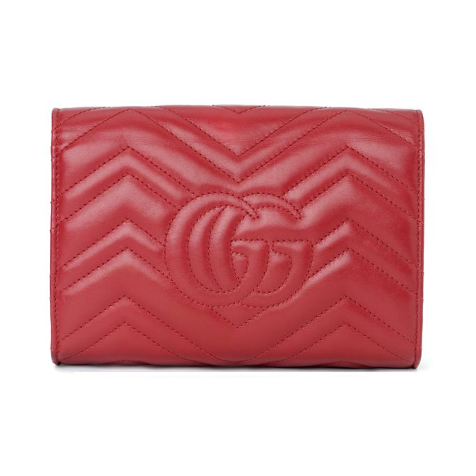 Gucci GG Marmont Vintage Logo Chain Leather Envelope Shoulder Bag Women Shoulder Bag Red 474575-DTD1T-6433