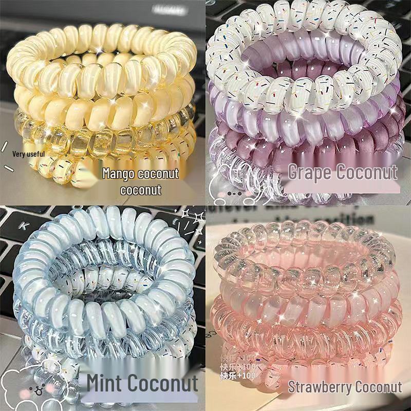 Korean High-Quality Summer Fresh Telephone Cord Scrunchie - Cute & Durable Hair Tie for Women