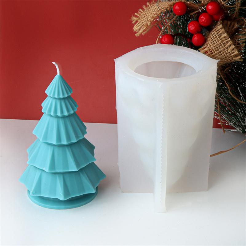 Geometrischer Weihnachtsbaum Silikon Kerzenform Gedrehte Welle Geometrische Form Gips Kerzenherstellung Weihnachten Heimdekoration