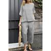Women's Shirt Set2025 Summer New Arrival Women's Plus Size Cotton Linen Shirt Outfit High Waist Loose Pants
