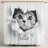 Cartoon Cute Cat Pattern Shower Curtain, Bathroom Decorative Shower Curtain, Printed Fabric Shower Curtain With Hooks