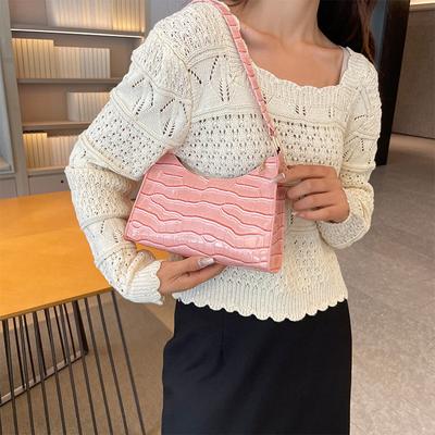 French Niche Bag Women's 2026 New Fashion Solid Color Underarm Bag Texture Portable Shoulder Baguette Bag