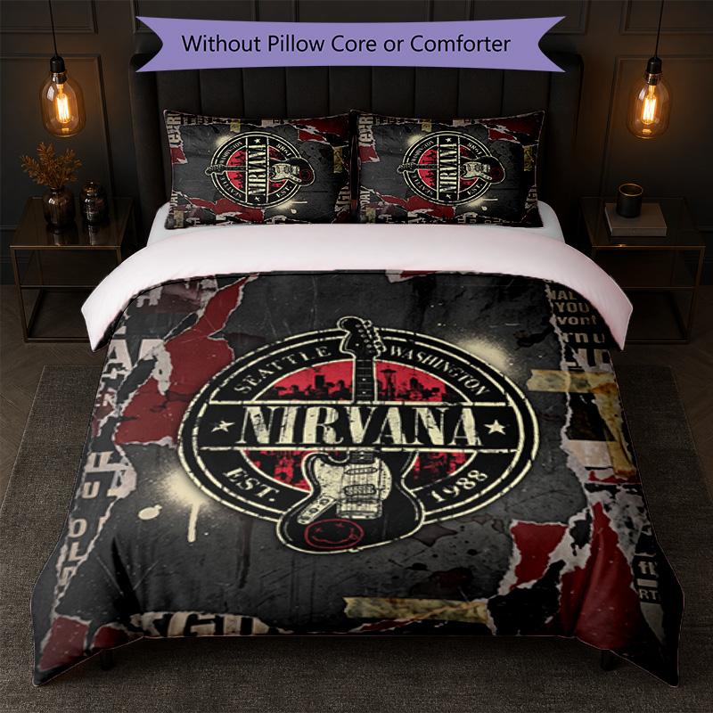 Nirvana Print 3Pcs Bedding Set Duvet Cover With Two Pillowcases Soft Bed Linen For Household Bedroom