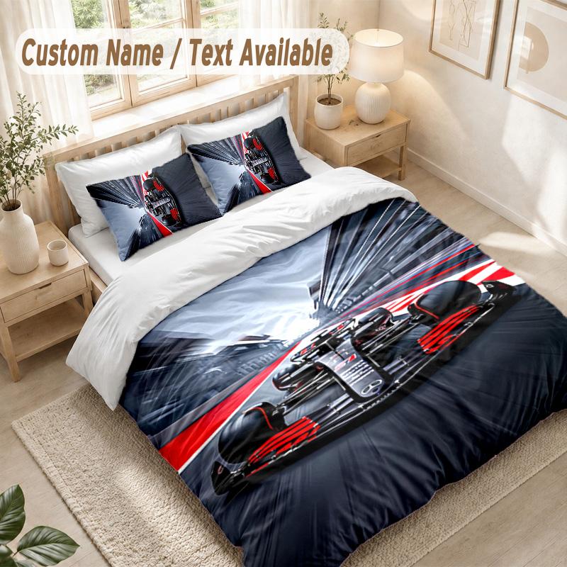 Formula 1 Bedding Set, 1 Duvet Cover & 2 Pillowcases Soft Comfortable Bedroom Home Textile Decor
