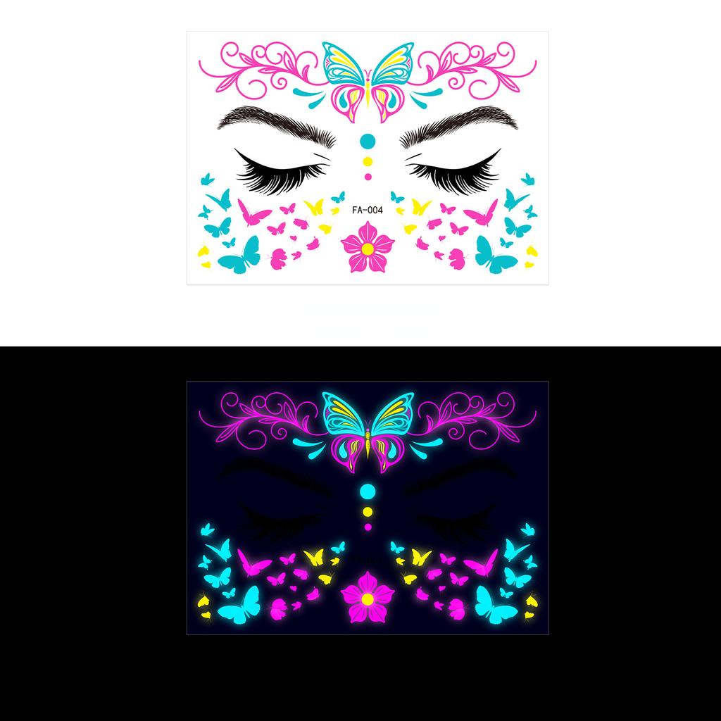 Music Festival Fluorescent Face Waterproof Nightclub Masquerade Neon Glow Tattoo Stickers