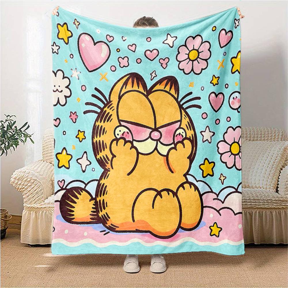 1Pc Garfield'S Starry Adventure Blanket For Couch Bed Plush Cozy Fuzzy Blanket Super Soft Warm Blankets For Fall And Winter 091874