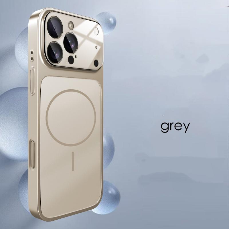 Matte Magnetic Phone Case with Lens Protective Glass Cover for iPhone 13 15 16 To 17 Pro Converter Hard Glass Phone Case