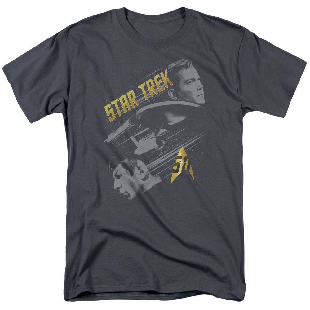 26 Star Trek 50 Year Frontier T Shirt Licensed Sci-Fi TV Classic Tee New Charcoal Unisex T-Shirt XXXXL
