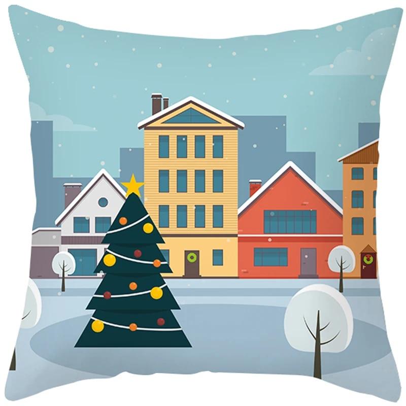 Santa Claus Snowman Schihe Tree Town Christmas Decoration Pillow Set bedroom Sofa restaurant car pillow sleeve  pillow case
