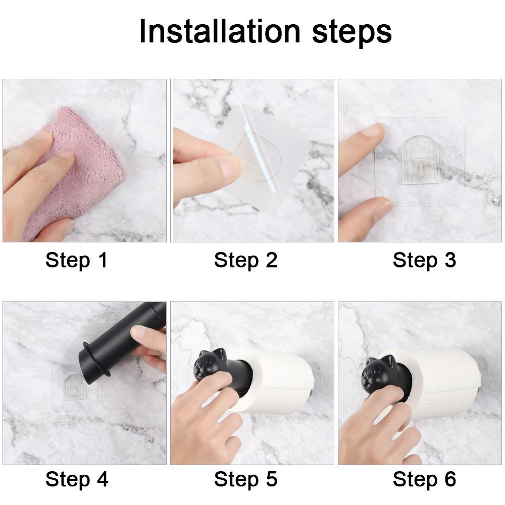 Cat Punch-free Towel Tissue Kitchen Roll Rack Bathroom Hanger Storage Shelf Toilet Paper Holder