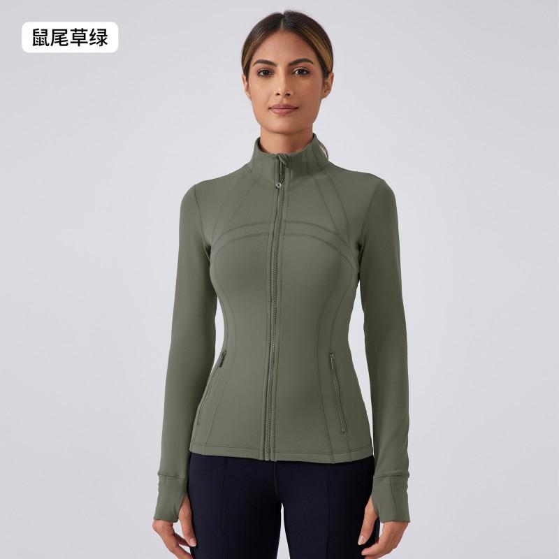 Womens Long Sleeve Fitness Jacket With Stand Collar Running Cycling Gym Workout Fall