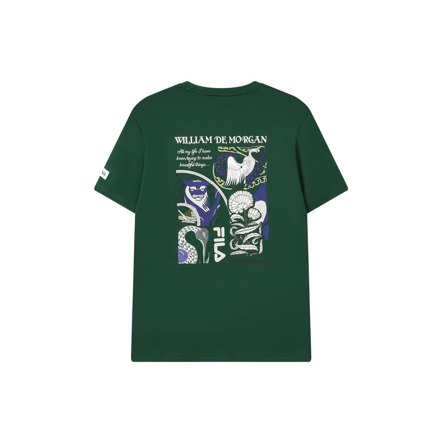 

FILA Letter Logo Print Round Neck Casual American Vintage Short Sleeve T-Shirt Men Tops Bamboo-Green F11M418101F-DG XL