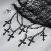 Salircon Gothic Metall Kreuz Anhänger Mehrschichtige Taillen Gürtel Ketten Damen Punk Sexy Kleid Rock Dekoration Schmuck Halloween Geschenke