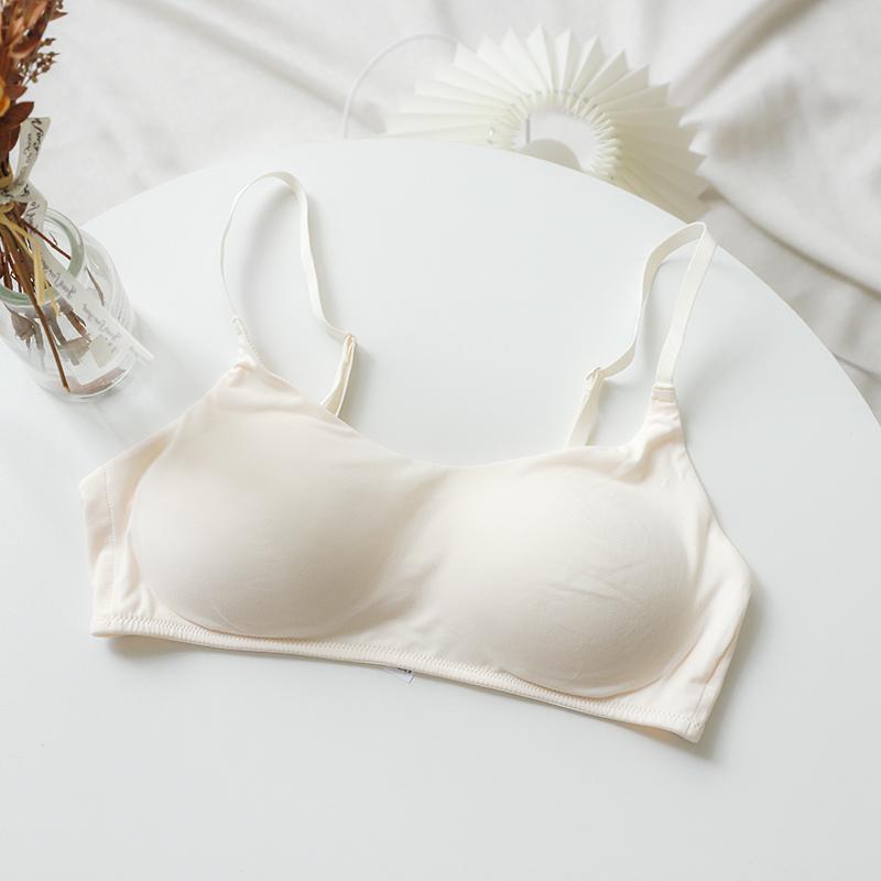 

Cream Wireless Bra Seamless Thin Straps Soft Everyday Comfort Lingerie S белый