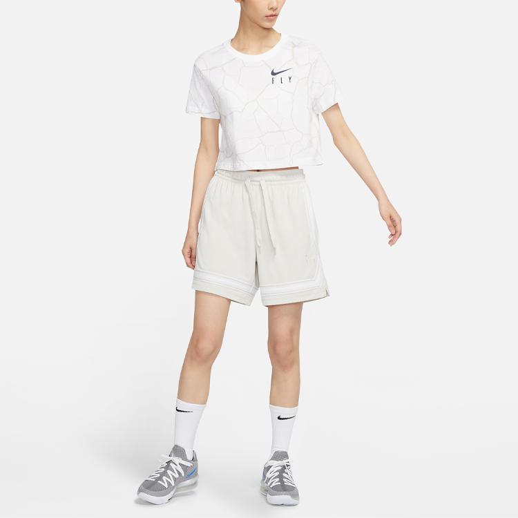 Nike Koszulka damska oversize z okrągłym dekoltem i grafiką koszykarską Swoosh Fly Biała DD0838-100