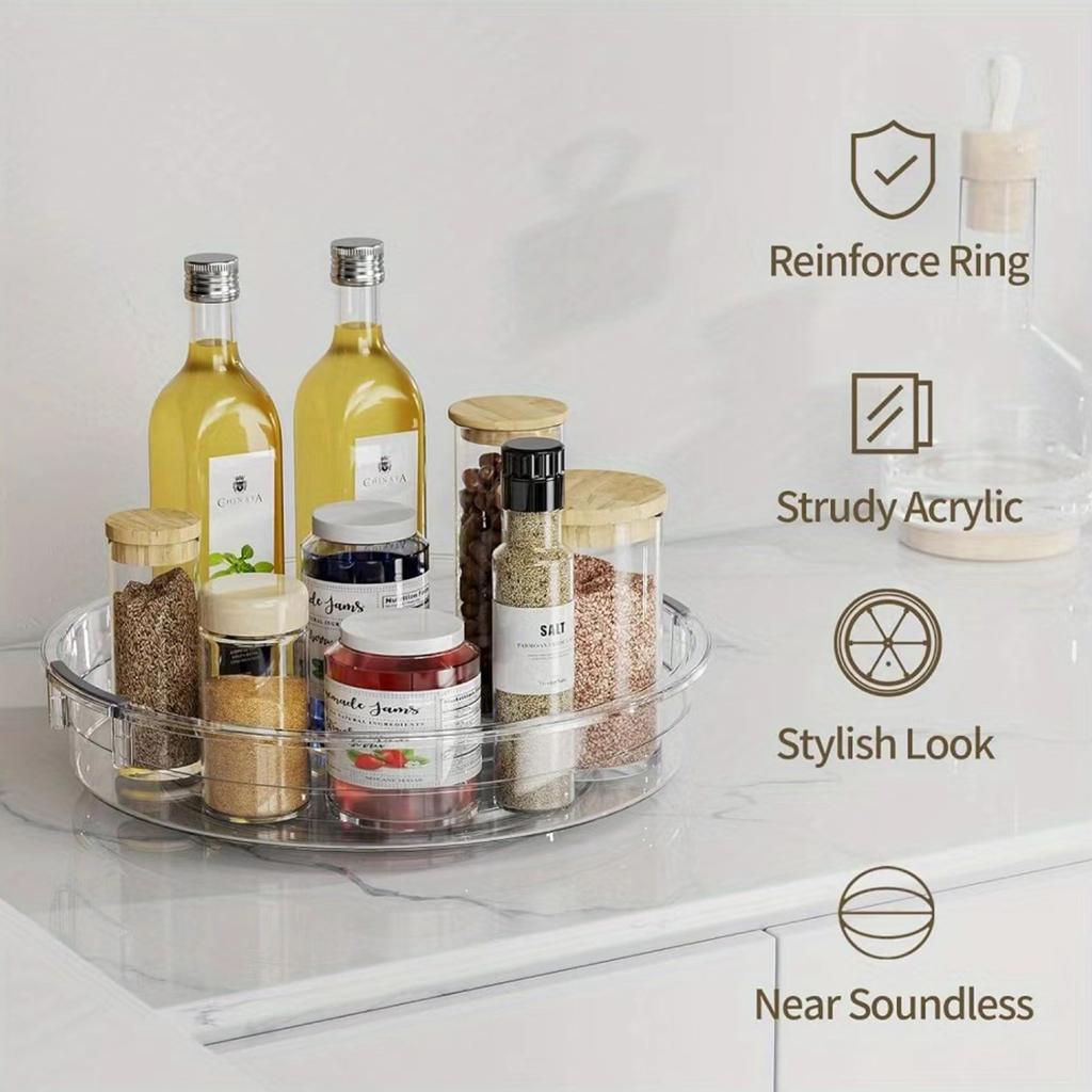 1/2Pack Rotating storage turntable, circular rotating plastic seasoning rack storage rack, can improve space utilization