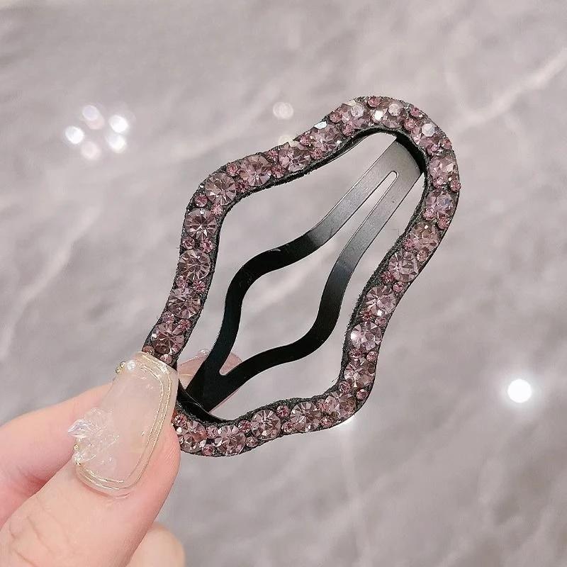 New Women Hairpin Full Diamond Cloud Shaped Back Head Hairpin Broken Hairs Finishing Headdress Grab Clips Rhinestones Headwears