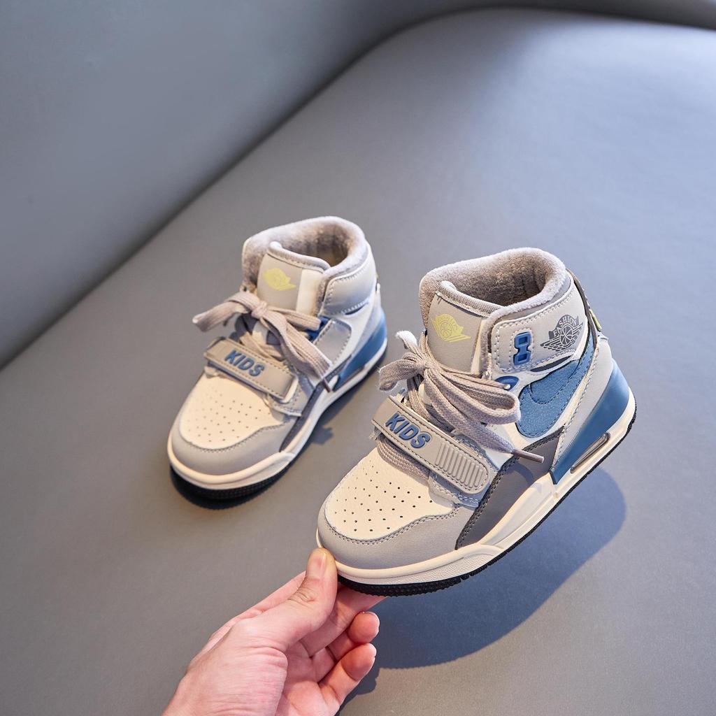 Autumn 2025 Kids' High-Top Running Shoes: Boys' Casual Sports & Girls' Trendy Korean-Style Basketball Sneakers