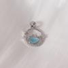 Elegant Women's Silver Blue Diamond Water Drop Pendant Necklace