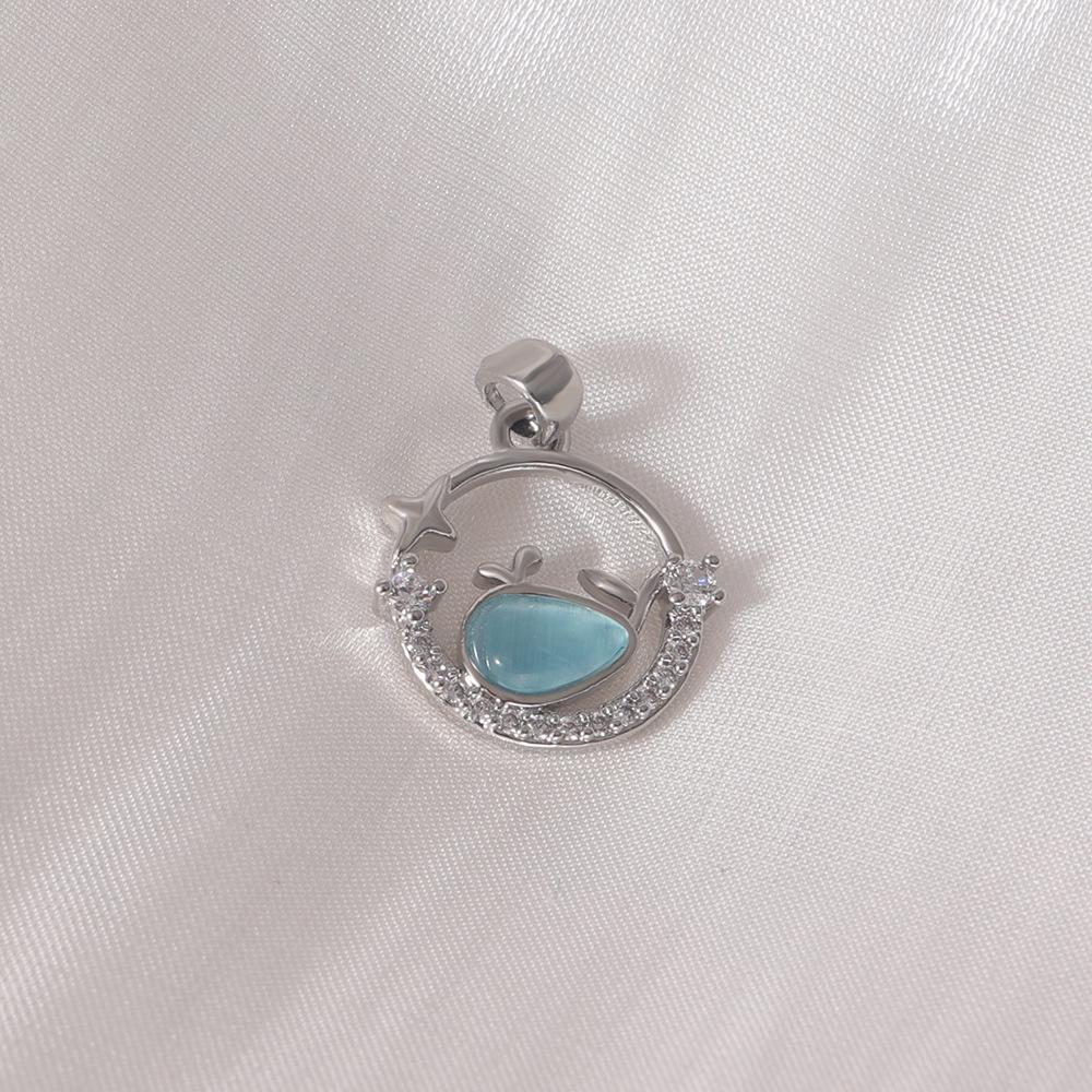 Elegant Women's Silver Blue Diamond Water Drop Pendant Necklace
