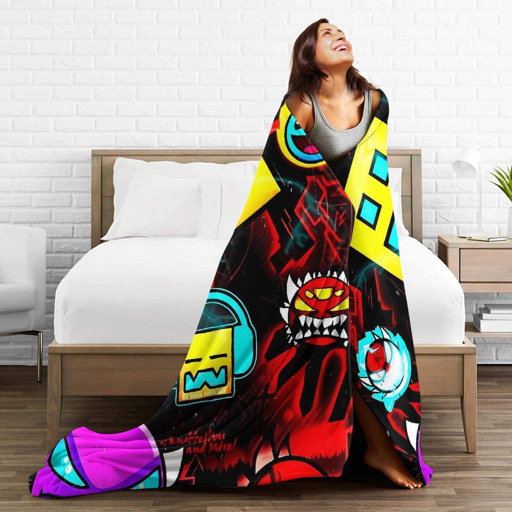 Geometry Gaming Dashed  Warm Blanket  Boy Girl Plush Throw Blanket Funny Living Room Flannel Bedspread Sofa Bed Cover