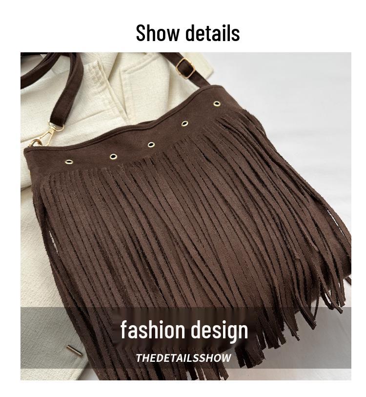 Retro Ethnic Tassel Tote Bag - Large Capacity & Versatile Crossbody for Autumn 2025