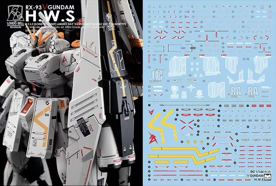 

Nu Gundam HWS HG RG MG PG RE HiRM Robot Plastic Model Water Transfer Decals (RG 1/144 Equipment) [Used] серый