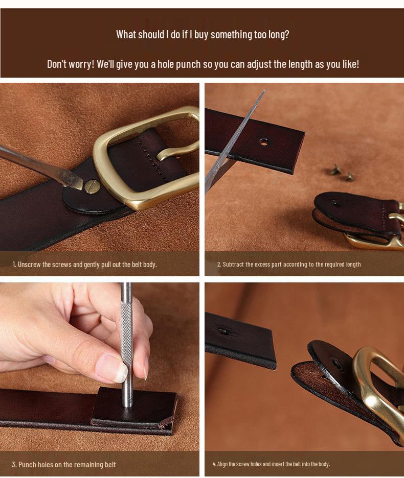 Men's Retro Genuine Leather Belt - Pin Buckle Cowhide Waist Belt for Business and Casual Wear, Suitable for Middle-Aged and Young Men.