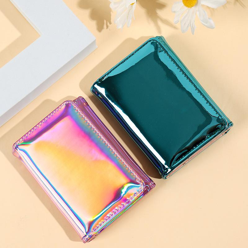 Three Fold Leather Small Slim Fashion Laser Women Wallet Multiple Card Slots Credit Card and ID Card Holder Women Wallet