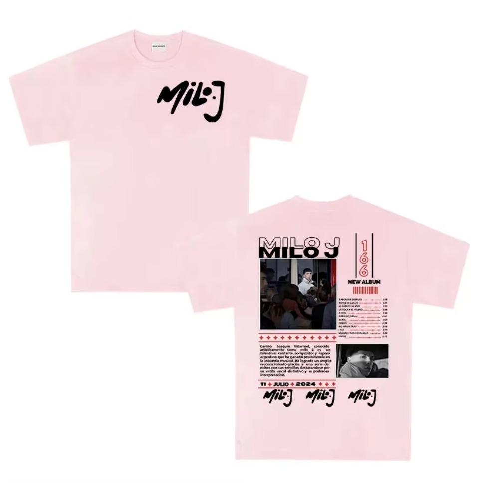 Rapper Milo J 166 Tour 2025 album Pánská retro vysoce kvalitní trička s krátkým rukávem Nadměrné 100% tričko Streetwear