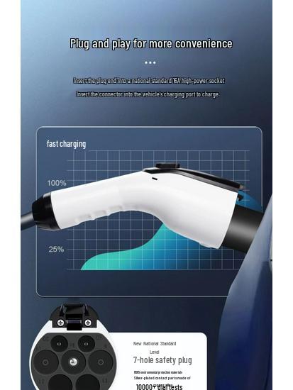 7kW Portable Car Charger: No Plug Needed, Ideal for Home or Vehicle Use.