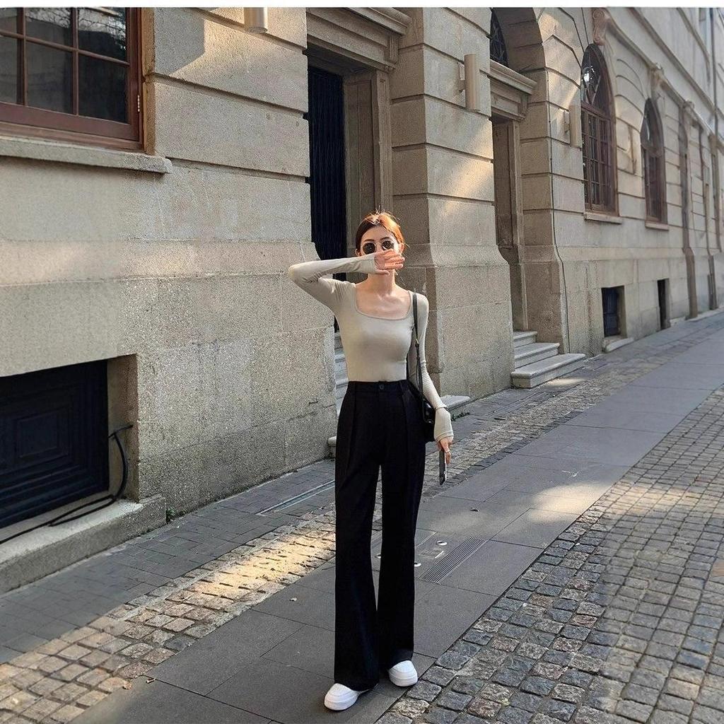 Women's Cotton Long Sleeve Square Neck Top - Slimming, Stylish, Age-Reducing Autumn/Winter Base Layer 2025