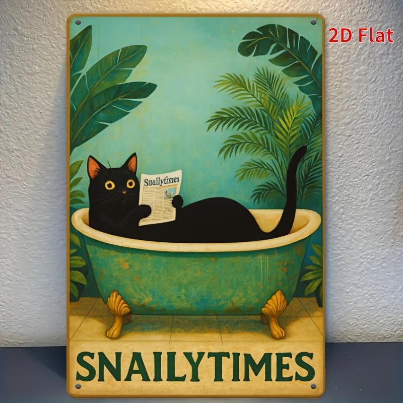 

Fun Cat Bathroom Wall Decor Modern Retro Bohemian Style Indoor Metal Poster Animal Pattern Suitable for Living Room Bed 20x30cm（7.8x11.8inch）