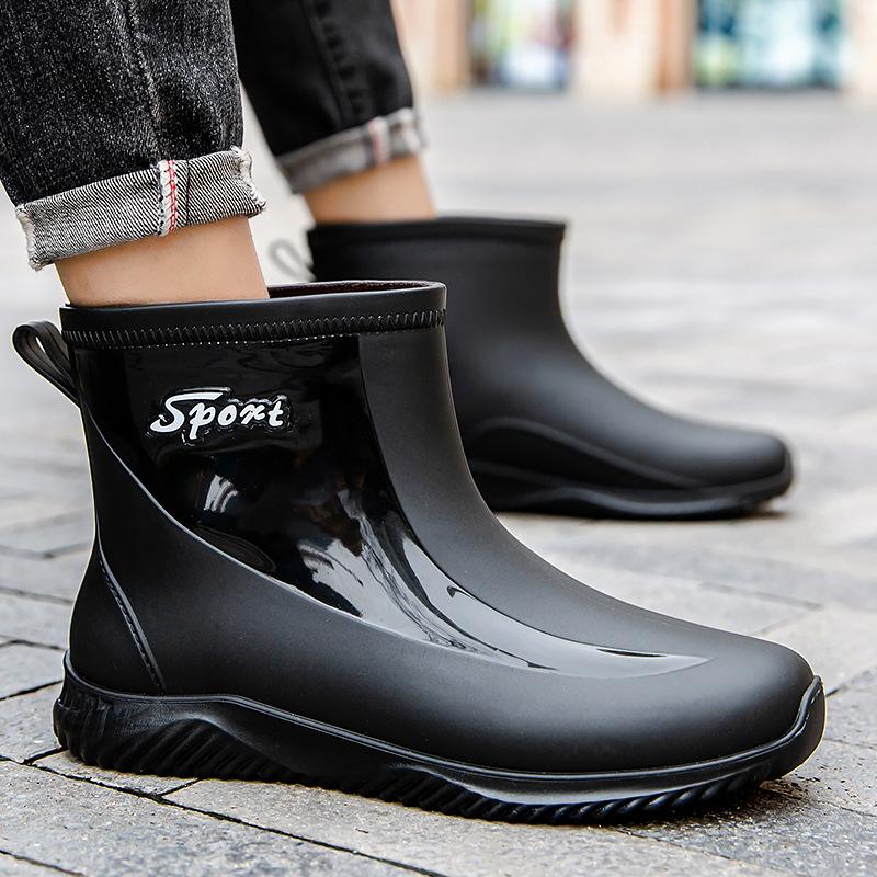 Water shoes anti-men's rain shoes thickened water boots short tube car wash fishing high-end rain boots rubber shoes