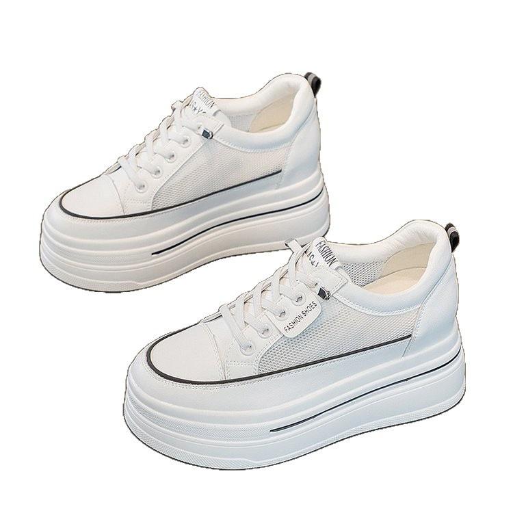 Hollow Mesh White Shoes Women's 2025 Summer New Breathable Mesh Shoes Thick-soled Inner Height Increase Women's Shoes Versatile Lazy Shoes