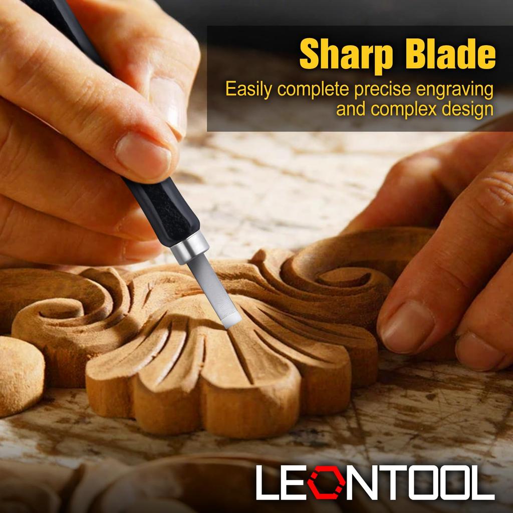 LEONTOOL Wood Carving Chisel Includes and Triangular for Precision Fine and Art Knives with SK2 Super Hard Perfect for Professional and Traditional