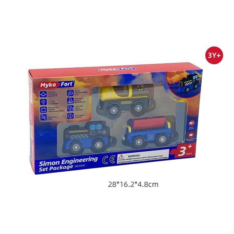 Small Train Wooden Track Electric Toy Simon Engineering Car Children's Wooden Educational Assembled Toy Car