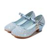 Girls' Autumn Princess Leather Heels with Star Moon Charms & Sequins