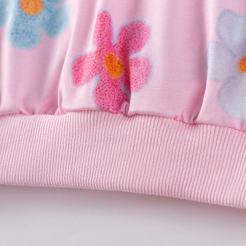 Girls' Long-Sleeved Round-Neck Sweatshirt Spring and Autum Kidsren's Clothing Baby Girl Flower Casual Top Kidsren's Pullover Clothes