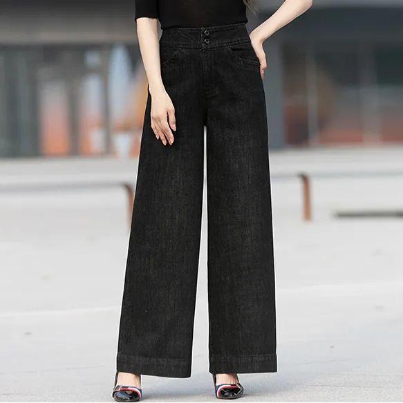 2025 Fleece-Lined High-Waisted Wide-Leg Jeans: Women's Slimming Cropped Pants for Autumn/Winter