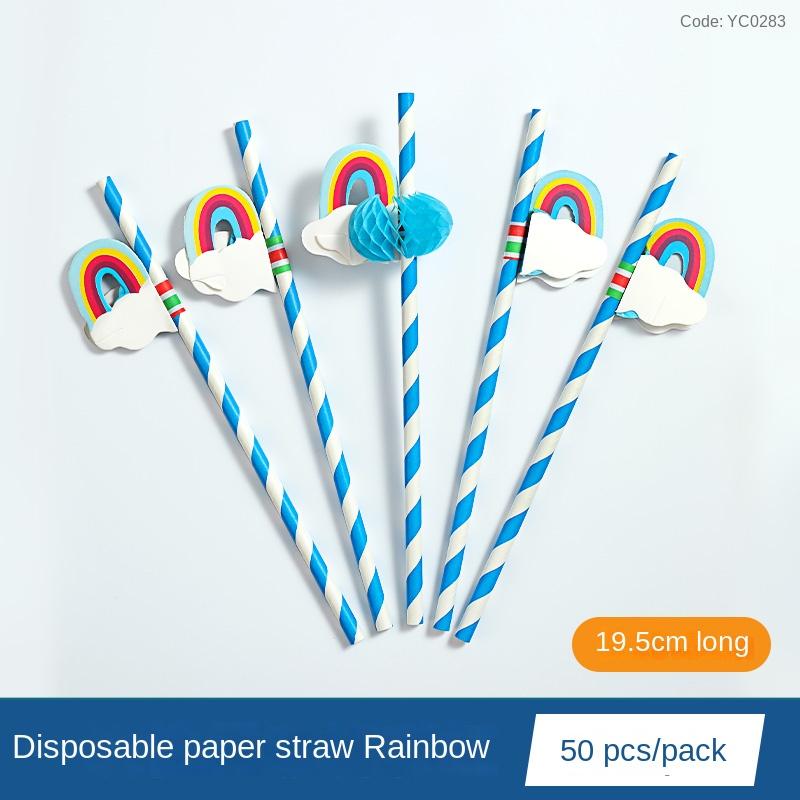 50pcs Creative Paper Straws Disposable Biodegradable Paper Environmental Straws Party Juice Cocktail Decoration Straws