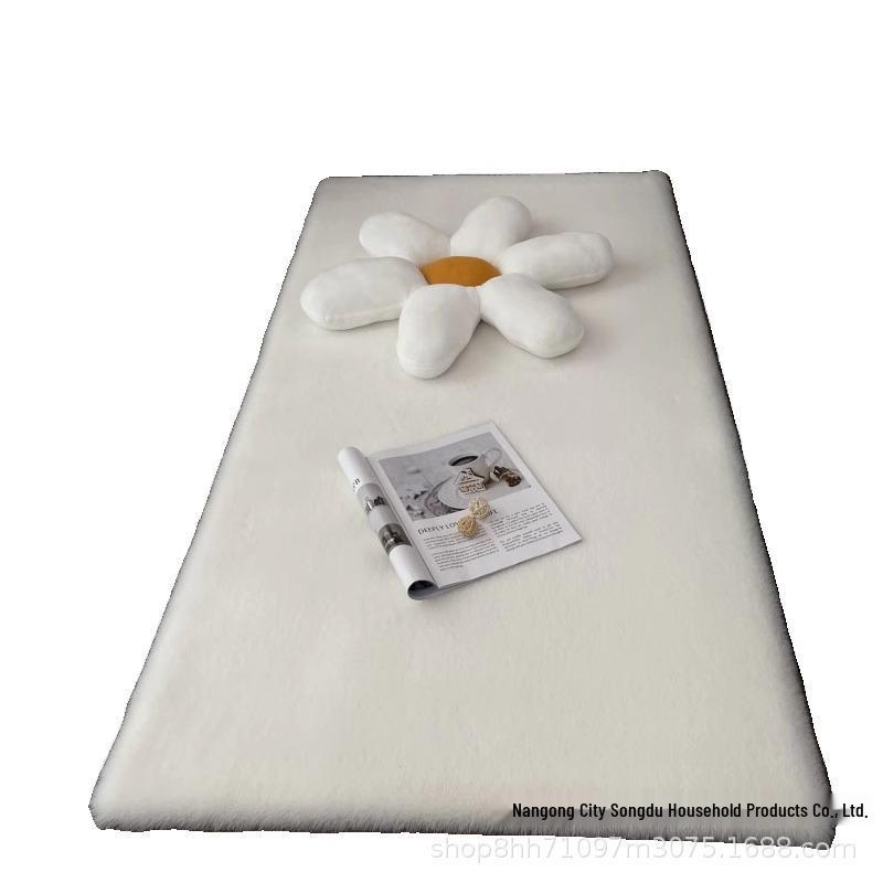 

Plush Faux Rabbit Fur Rug for Bedroom & Living Room - Solid Color, Long Pile Carpet for Bedside or Bay Window 50x80 cm светло-синий