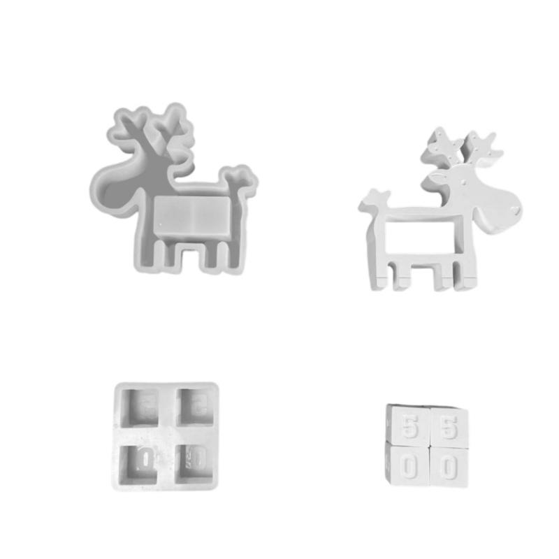 

Christmas Countdowns Block Mold Christmas Reindeers Resin Silicone Mold Plasters Ornament Mold for Diys Soap Xmases Gift 1