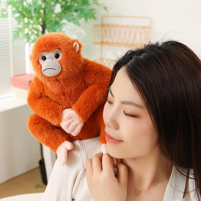 Golden Monkey Simulated Plush Toy Stuffed Long Arms Zoo Animal Fluffy Doll Brown Orange Appeasing Companion Gift